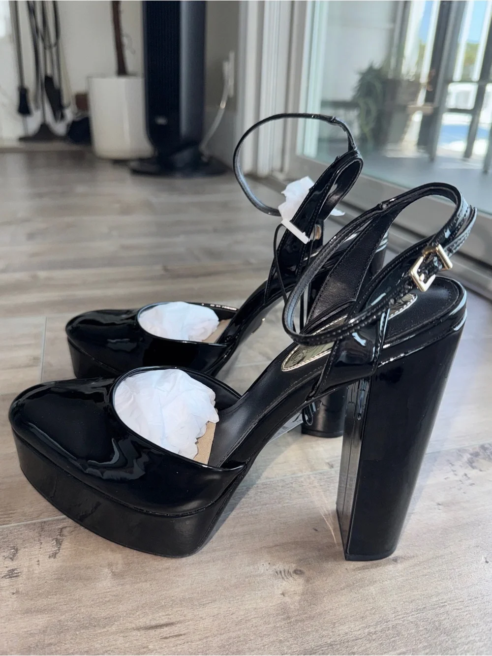 Express Black Patent Platform Pumps